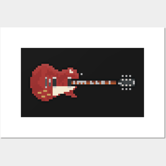 Pixel Red Page Deluxe #3 Guitar Wall Art by gkillerb